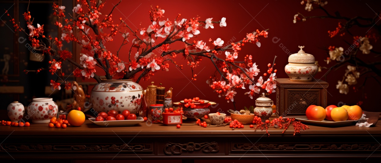 Festival do Ano Novo Chinês, fundo de estilo chinês.