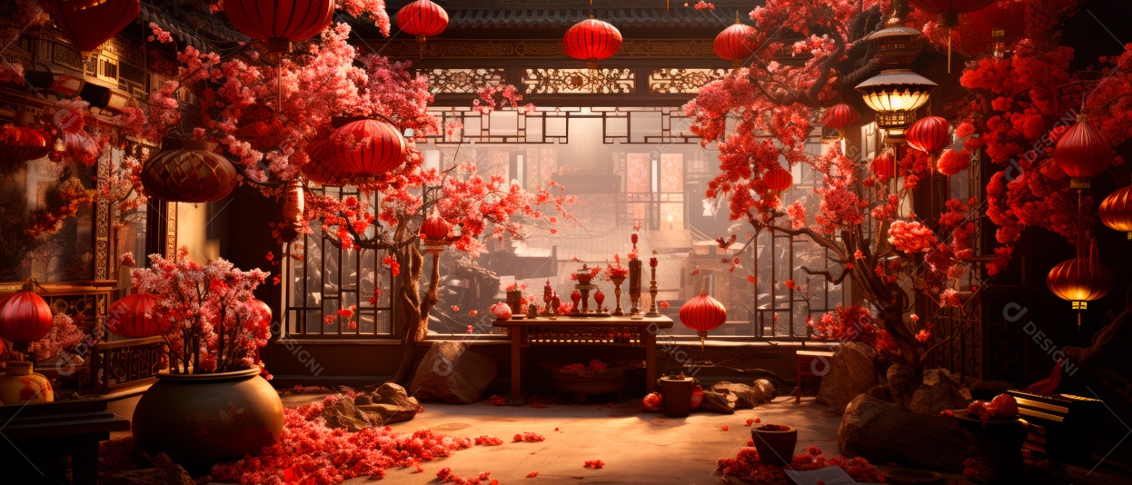 Festival do Ano Novo Chinês, fundo de estilo chinês.