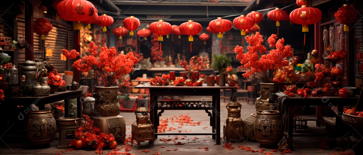 Festival do Ano Novo Chinês, fundo de estilo chinês.