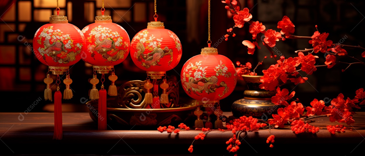 Festival do Ano Novo Chinês, fundo de estilo chinês.