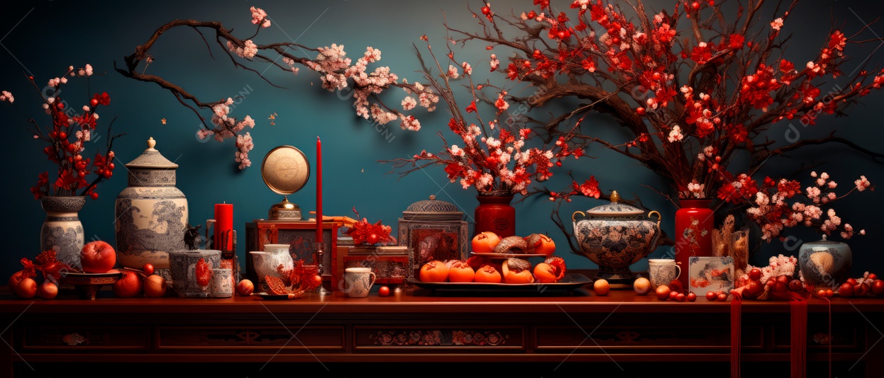 Festival do Ano Novo Chinês, fundo de estilo chinês.