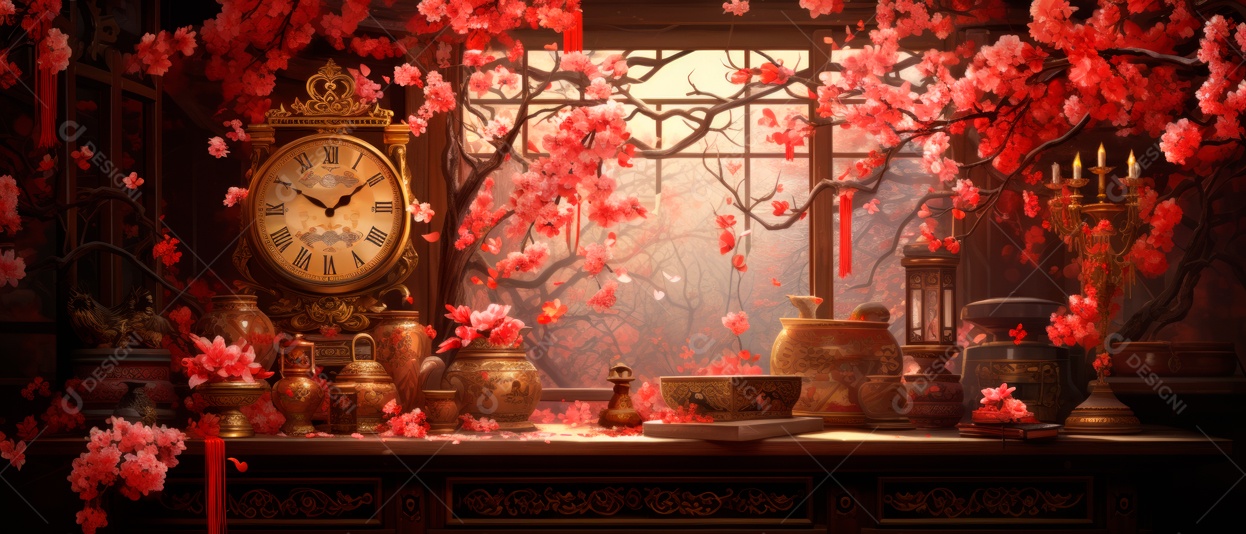 Festival do Ano Novo Chinês, fundo de estilo chinês.