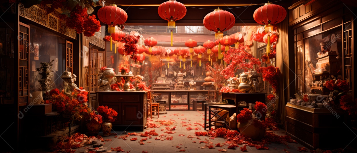 Festival do Ano Novo Chinês, fundo de estilo chinês.