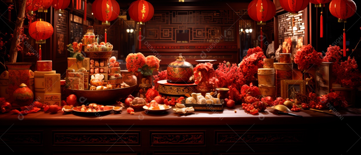 Festival do Ano Novo Chinês, fundo de estilo chinês.