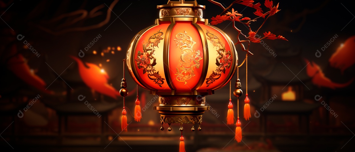 Festival das lanternas ano novo chinês fundo de estilo chinês.