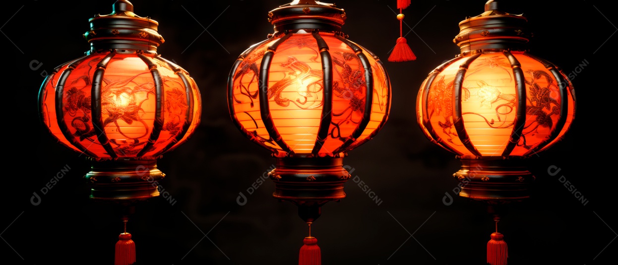 Festival das lanternas ano novo chinês fundo de estilo chinês.