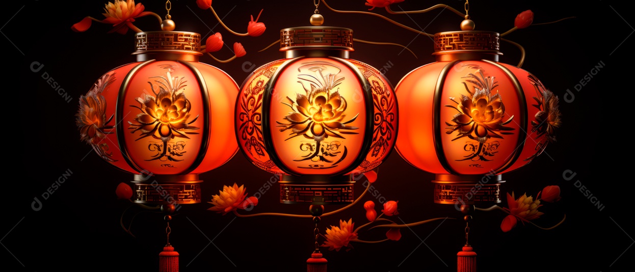 Festival das lanternas ano novo chinês fundo de estilo chinês.