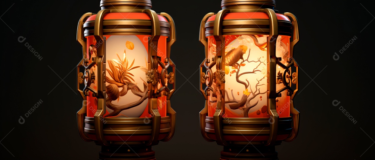 Festival das lanternas ano novo chinês fundo de estilo chinês.