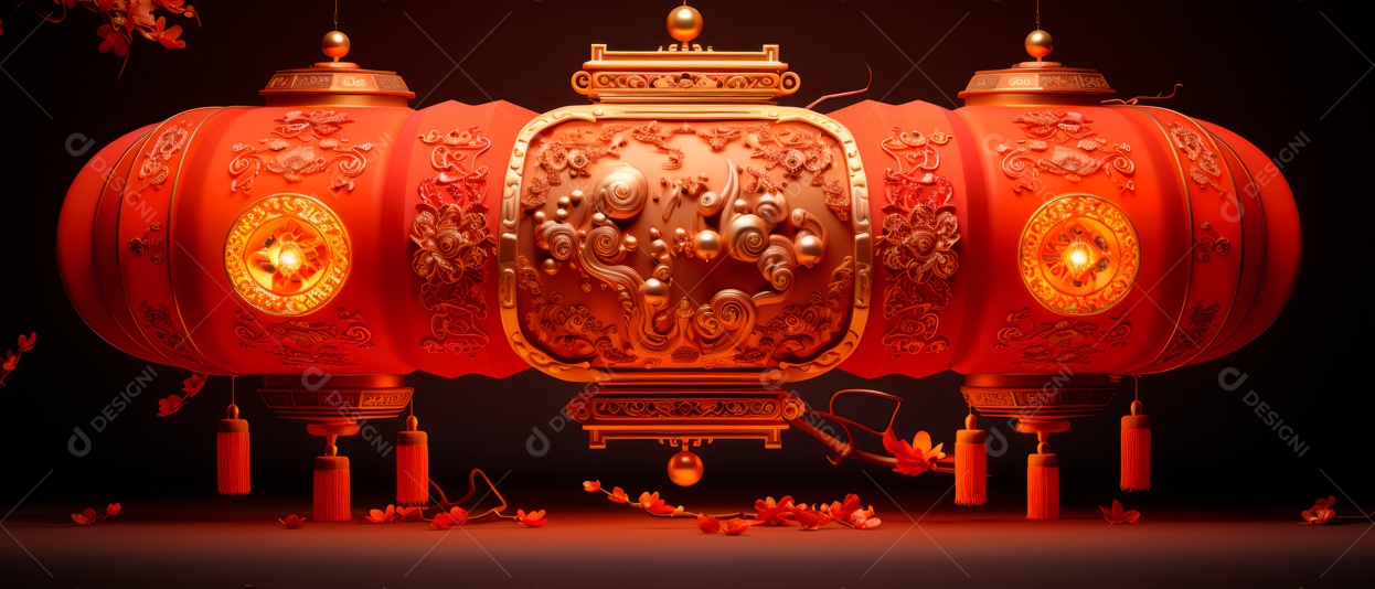 Festival das lanternas ano novo chinês fundo de estilo chinês.