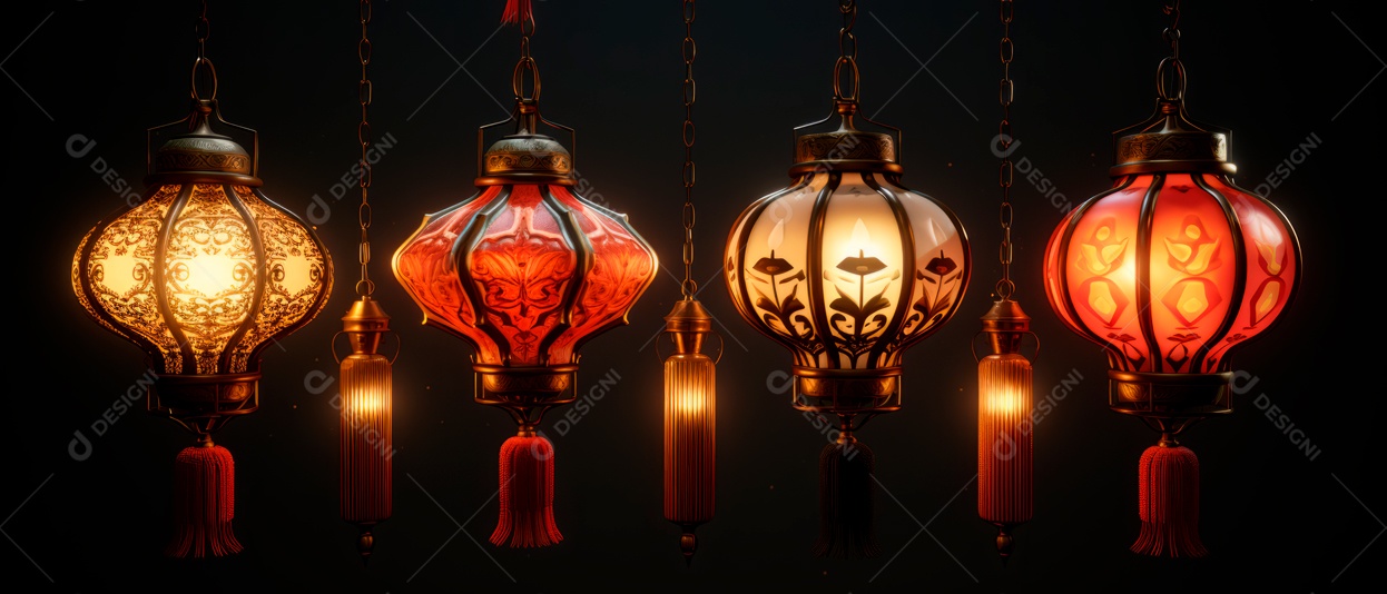 Festival das lanternas ano novo chinês fundo de estilo chinês.