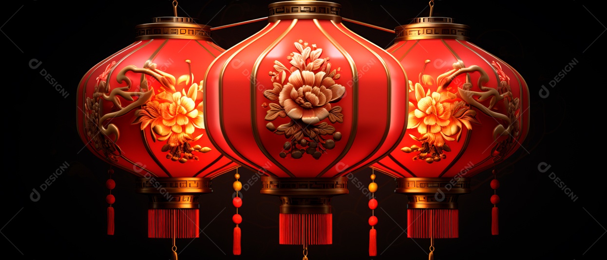 Festival das lanternas ano novo chinês fundo de estilo chinês.