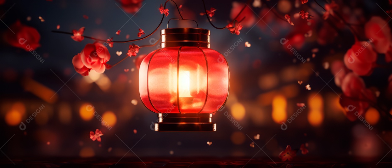 Festival das lanternas ano novo chinês fundo de estilo chinês.