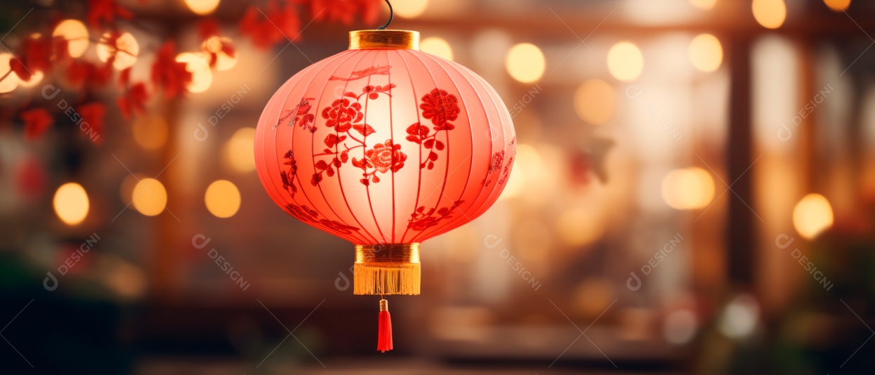 Festival das lanternas ano novo chinês fundo de estilo chinês.