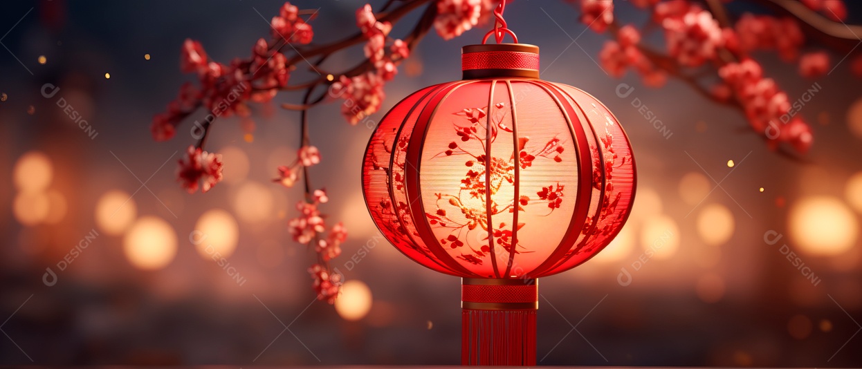 Festival das lanternas ano novo chinês fundo de estilo chinês.