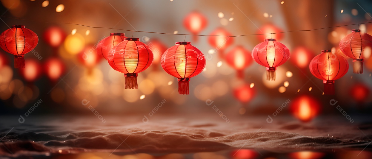 Festival das lanternas ano novo chinês fundo de estilo chinês.