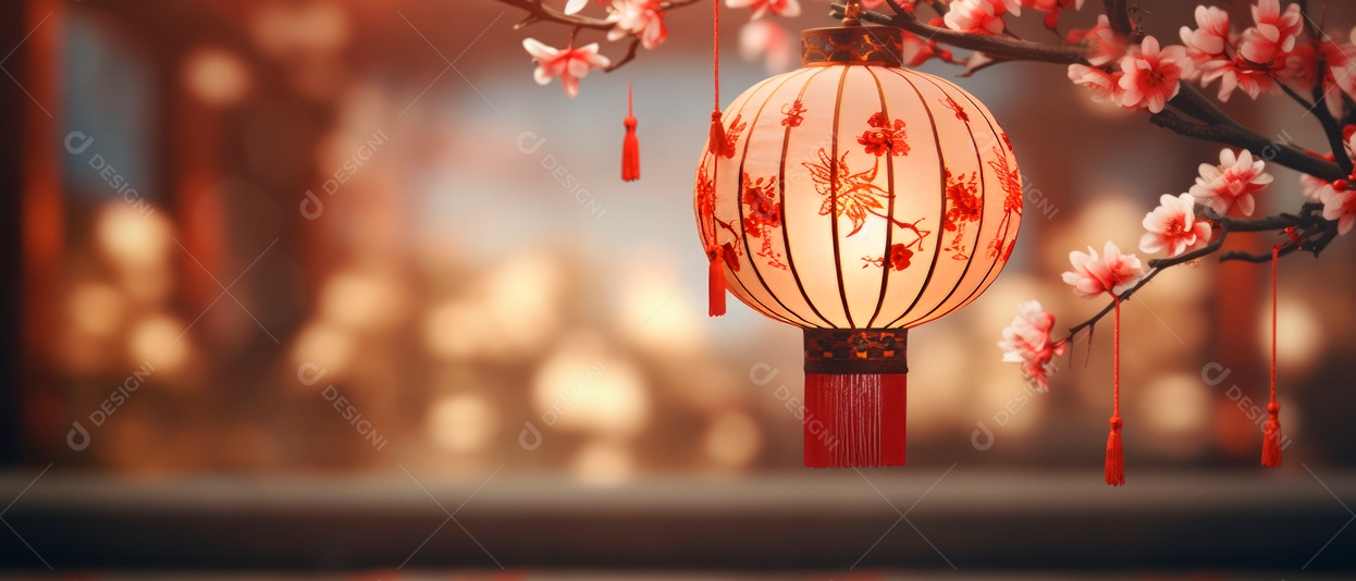 Festival das lanternas ano novo chinês fundo de estilo chinês.