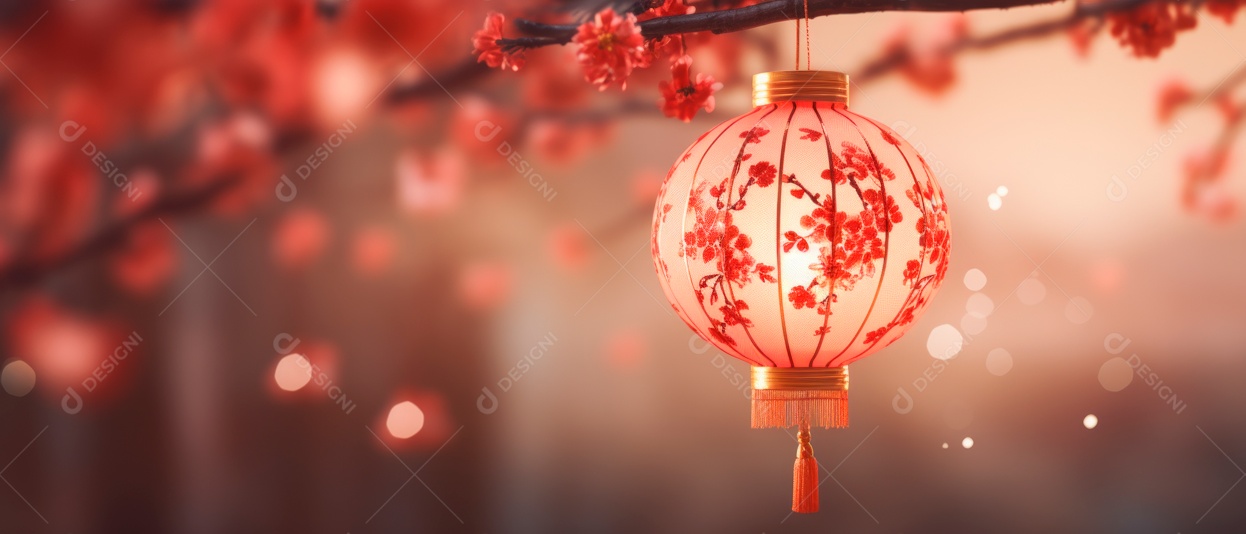 Festival das lanternas ano novo chinês fundo de estilo chinês.