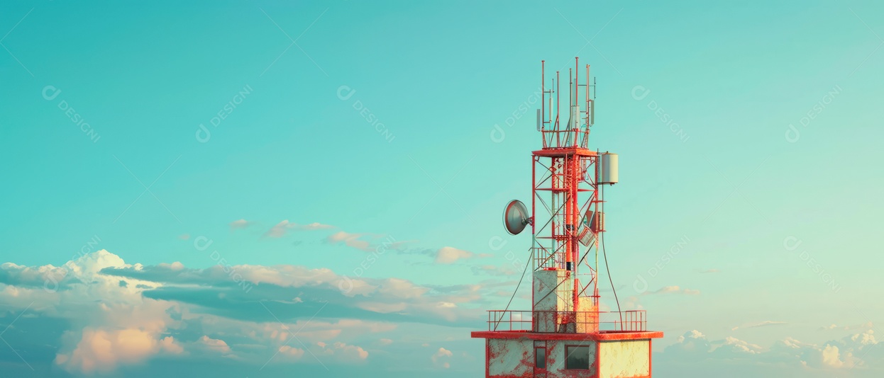 Antenas de transmissão para ondas de rádio, internet, sistemas de áudio, vídeo e comunicação.