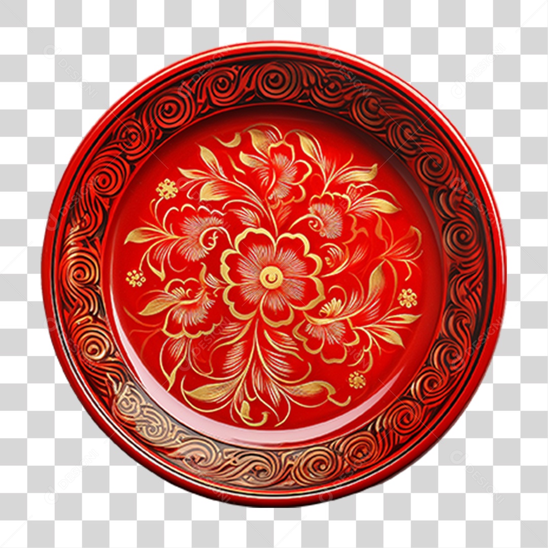 Prato de Louça com Flores PNG Transparente