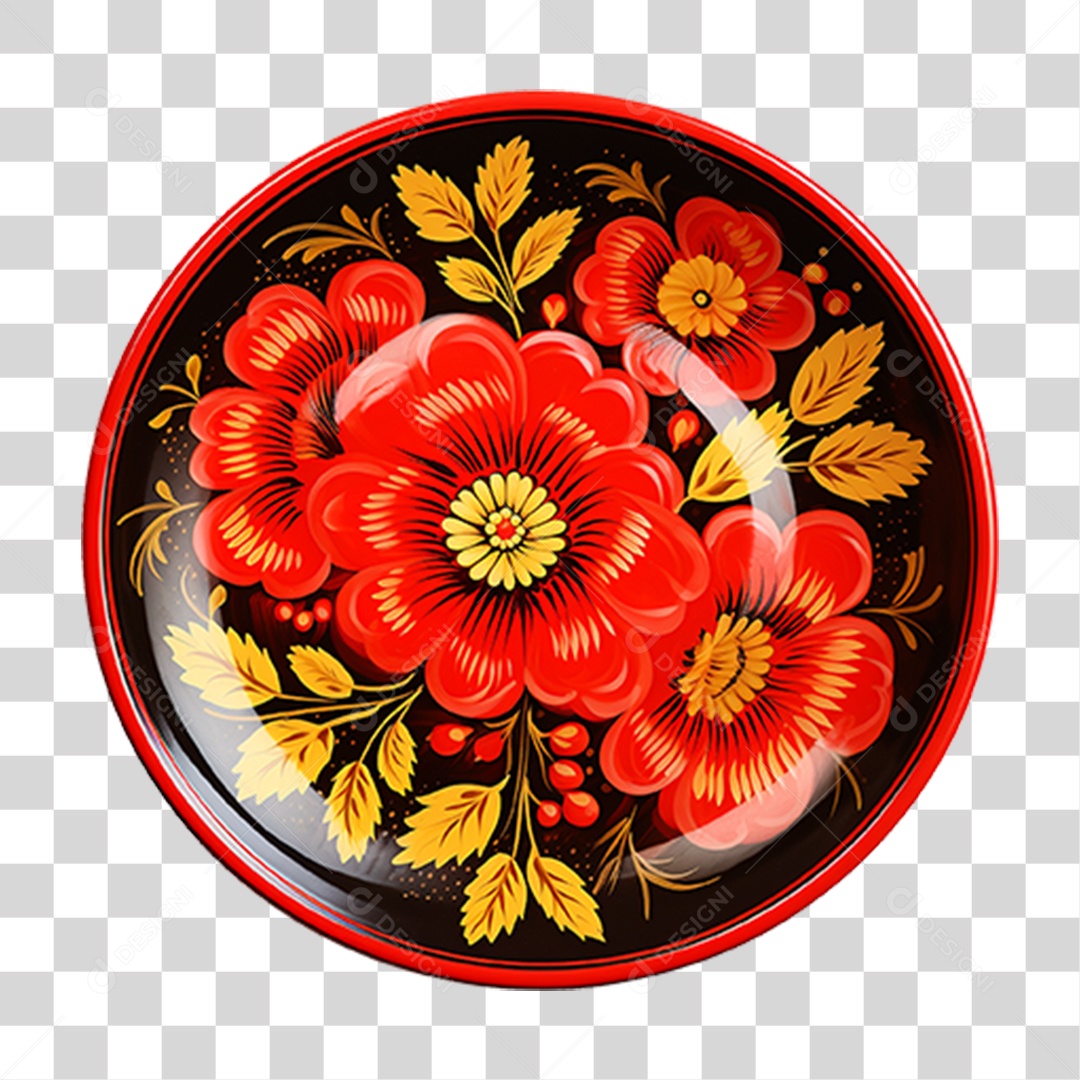 Prato de Louça com Flores PNG Transparente