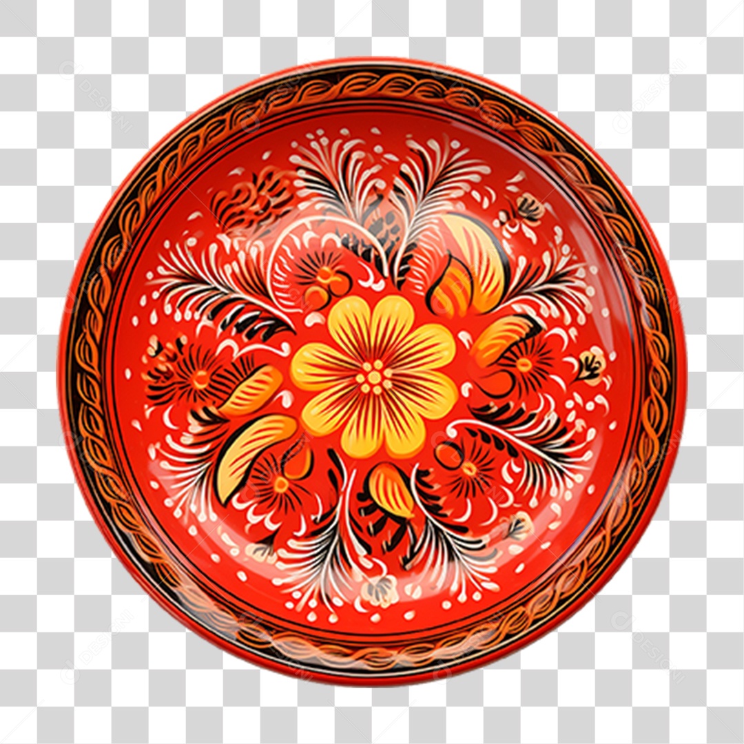 Prato de Louça com Flores PNG Transparente