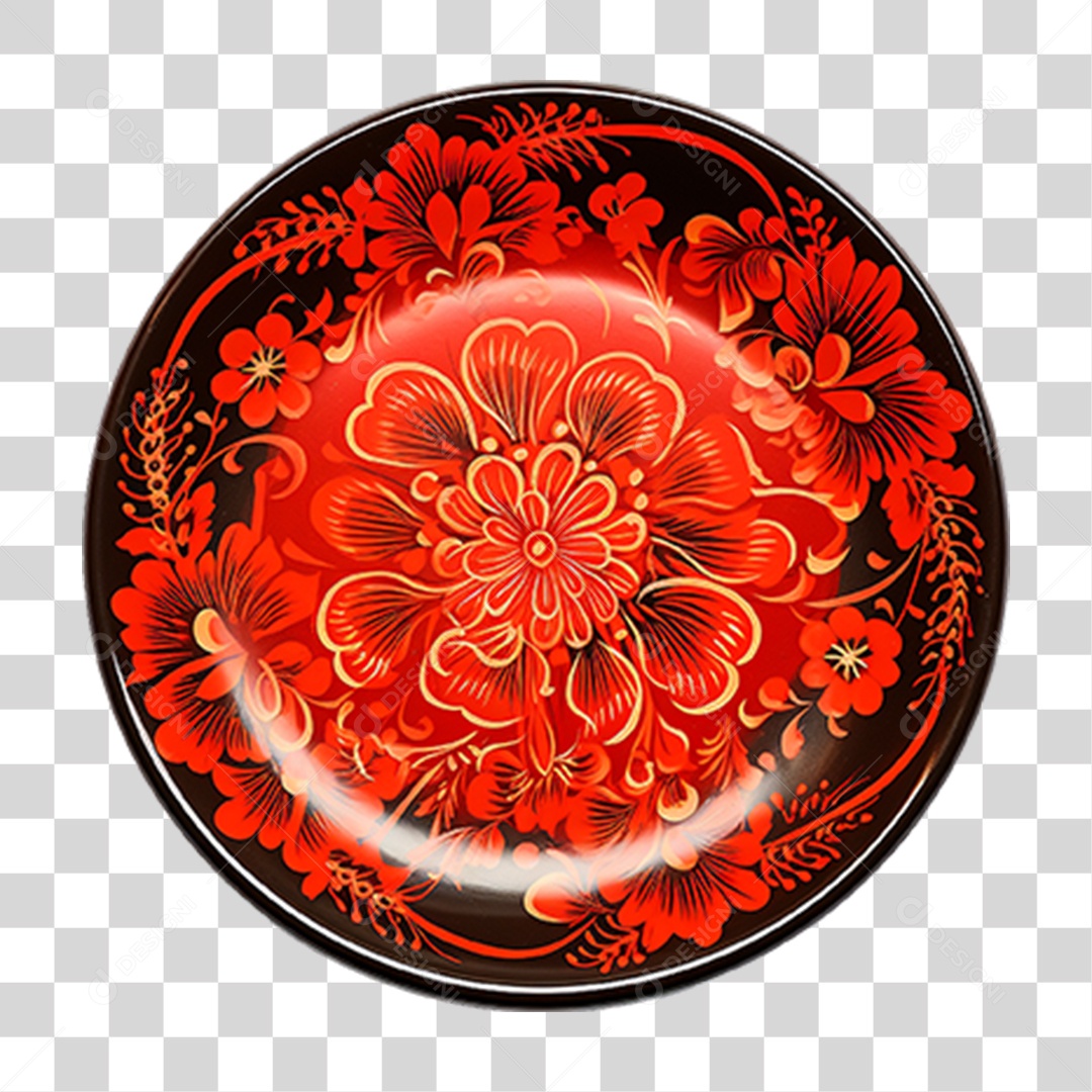 Prato de Louça com Flores PNG Transparente