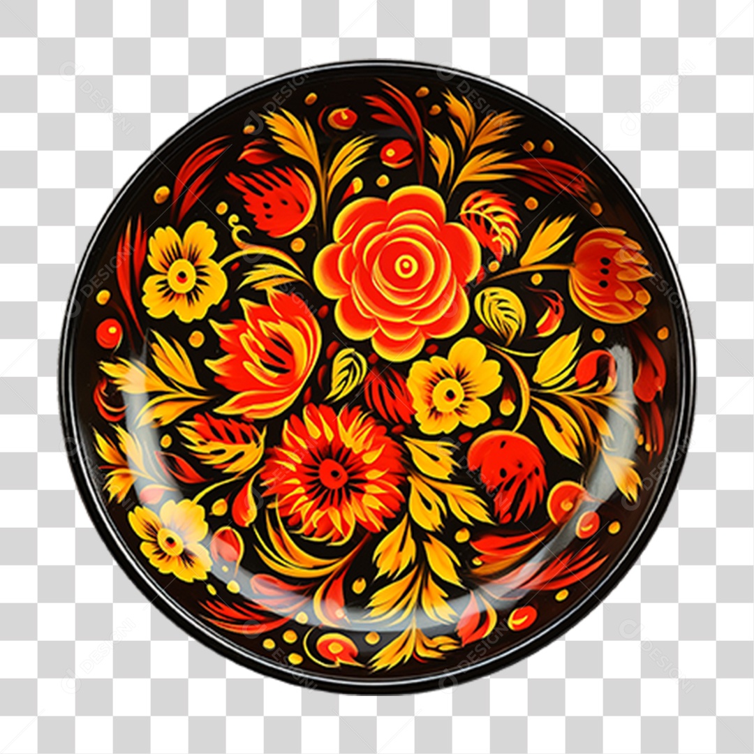 Prato de Louça com Flores PNG Transparente