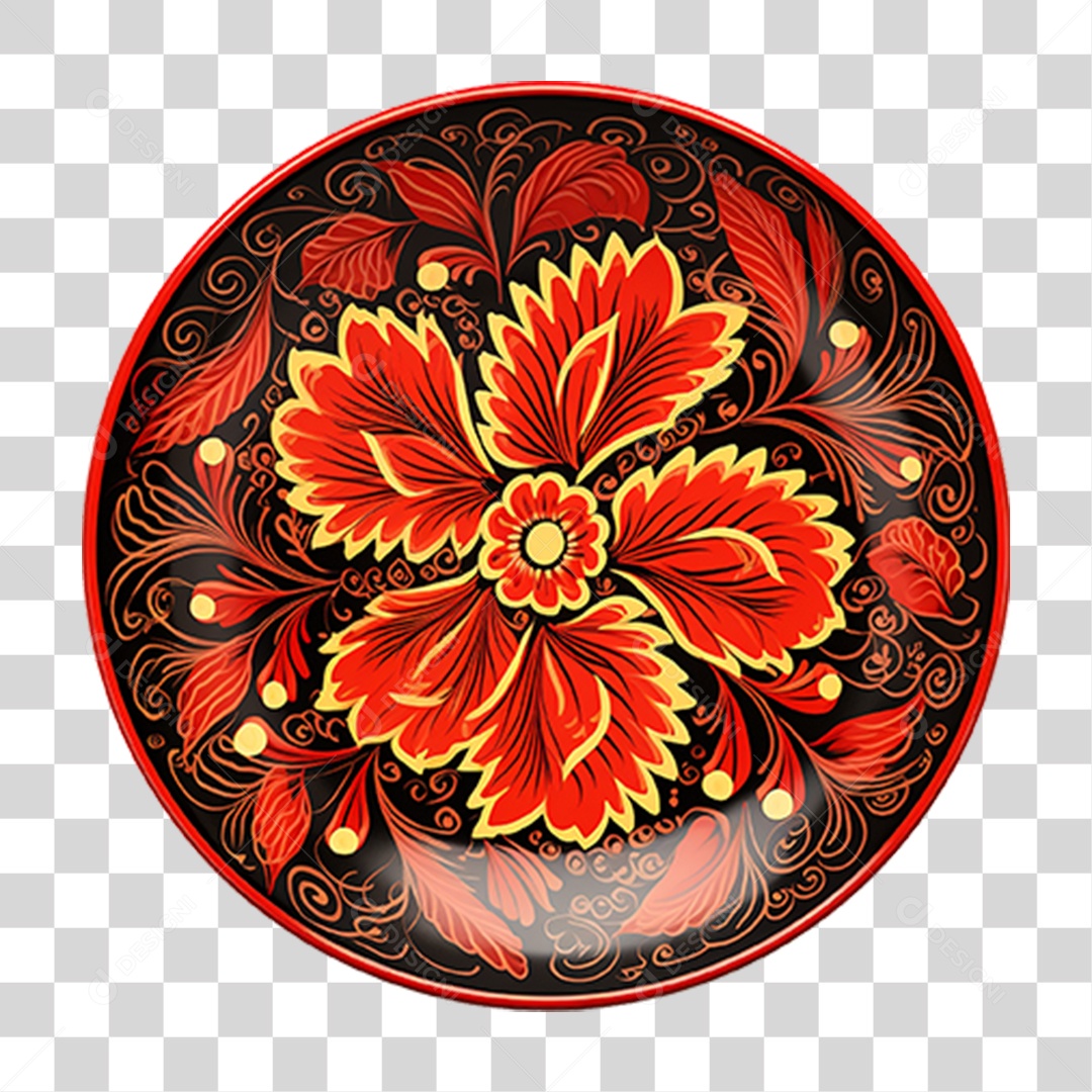 Prato de Louça com Flores PNG Transparente