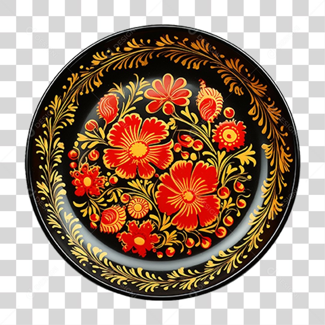 Prato de Louça com Flores PNG Transparente