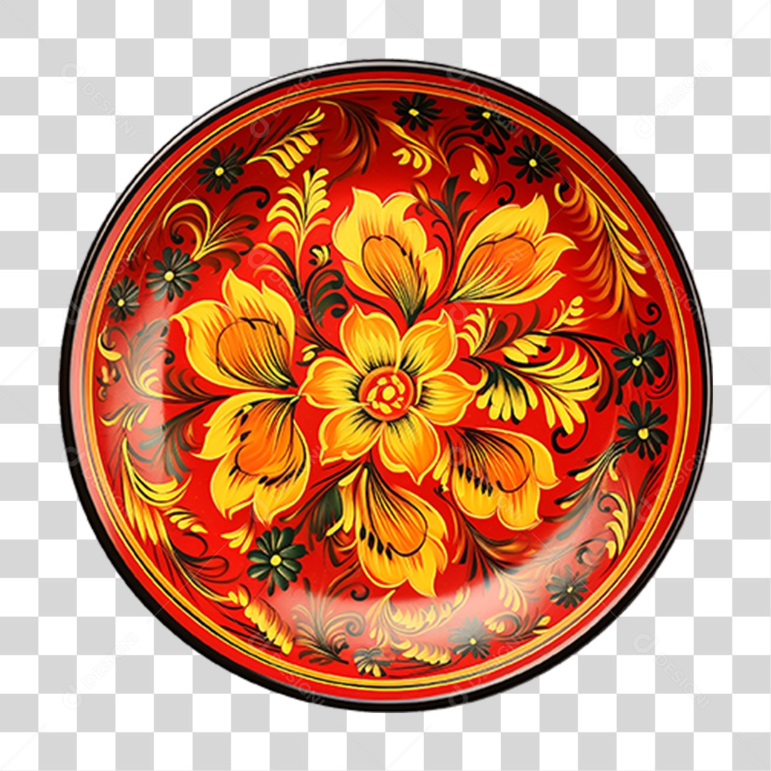 Prato de Louça com Flores PNG Transparente