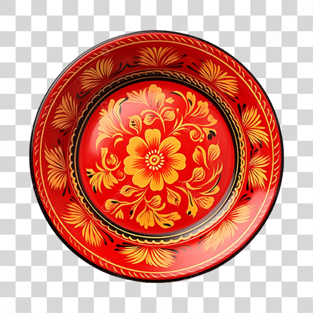 Prato de Louça com Flores PNG Transparente