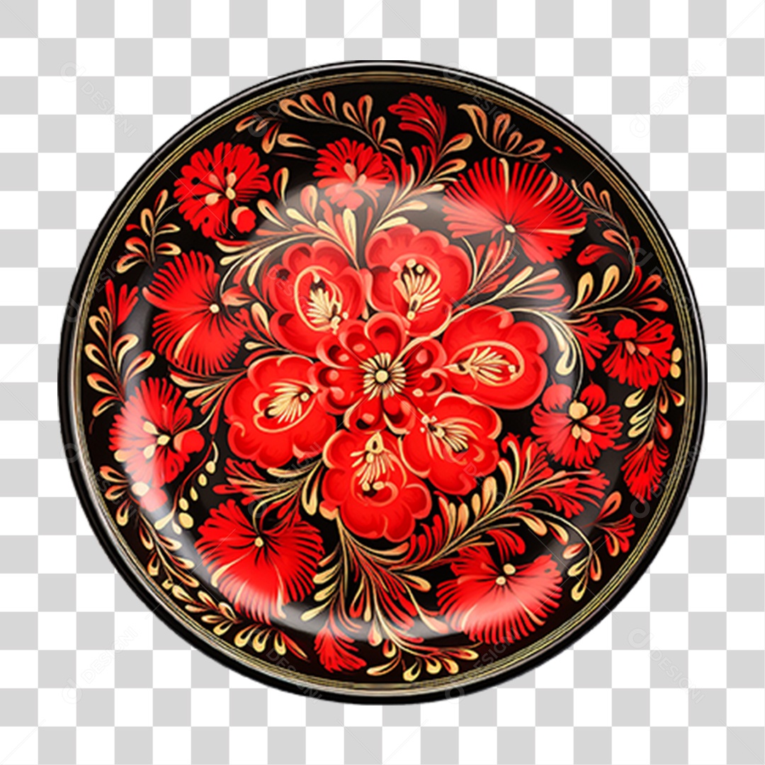 Prato de Louça com Flores PNG Transparente