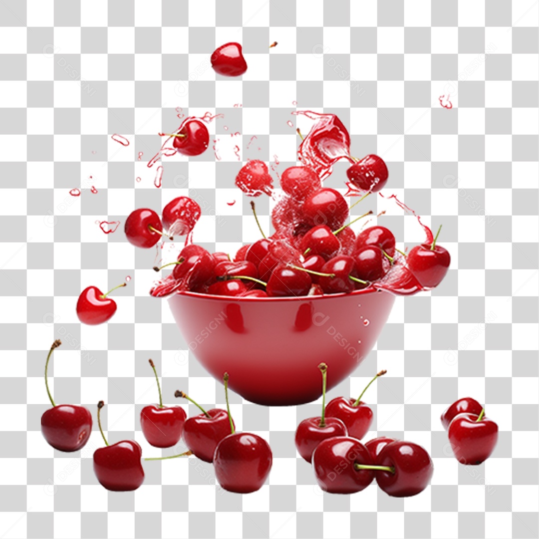 Vasilha com Cerejas PNG Transparente