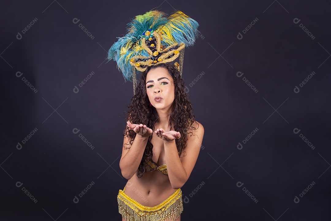 Linda passista fantasiada para o carnaval.