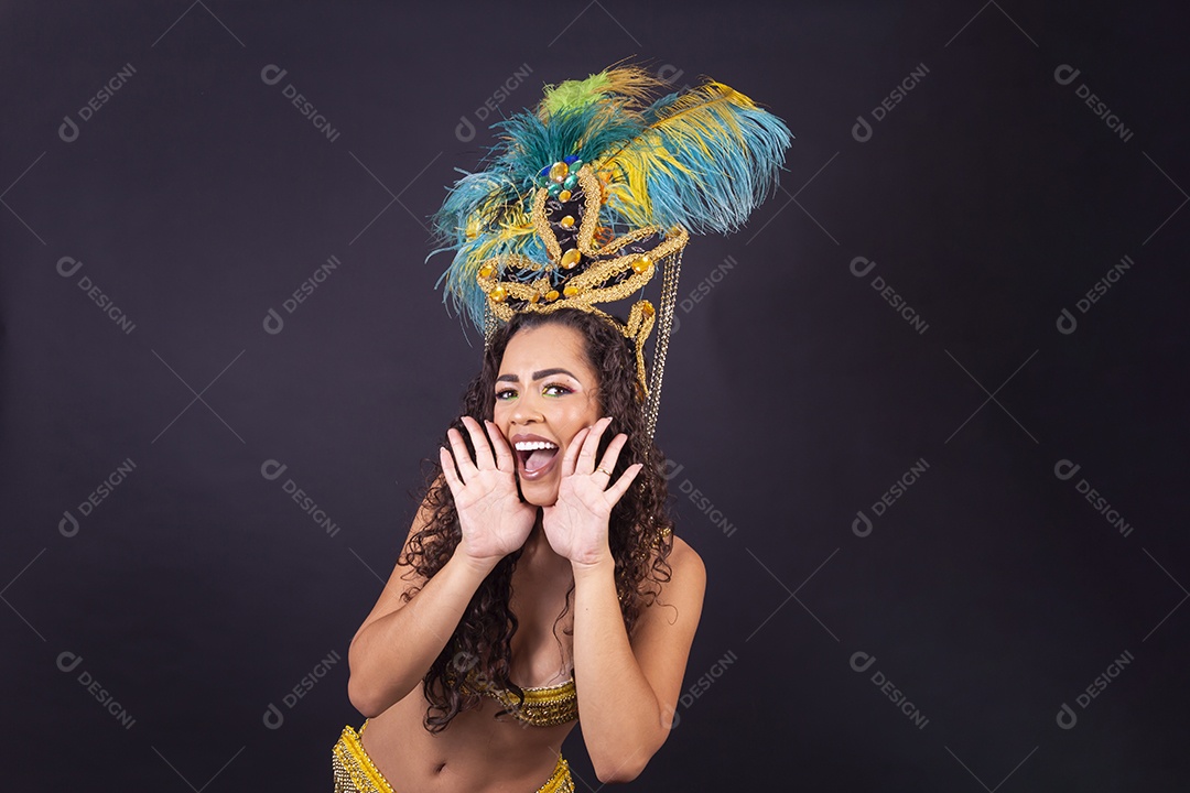 Linda passista fantasiada para o carnaval.