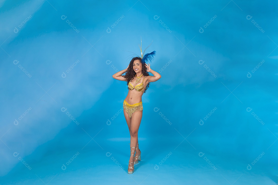 Linda passista fantasiada para o carnaval.