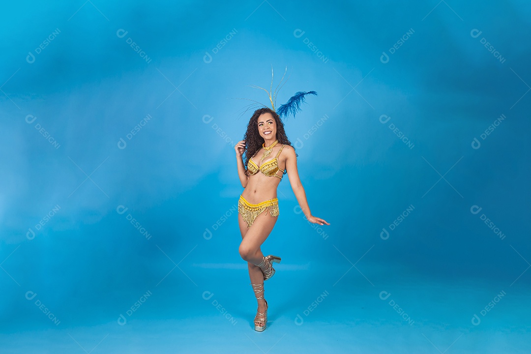 Linda passista fantasiada para o carnaval.