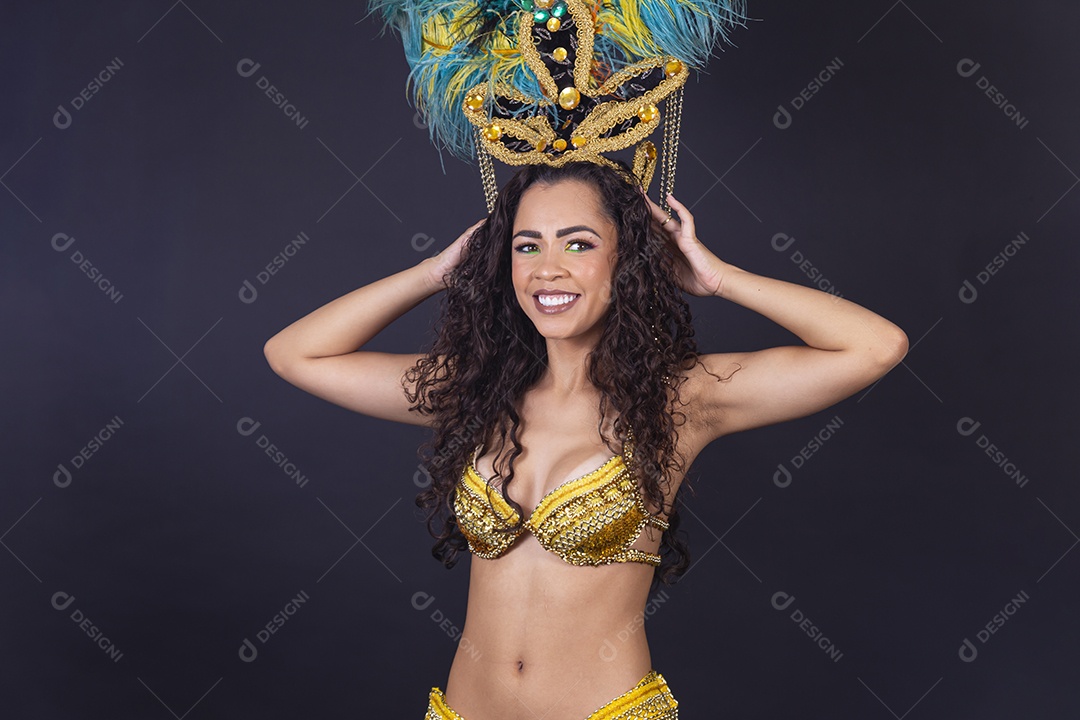 Linda passista fantasiada para o carnaval.