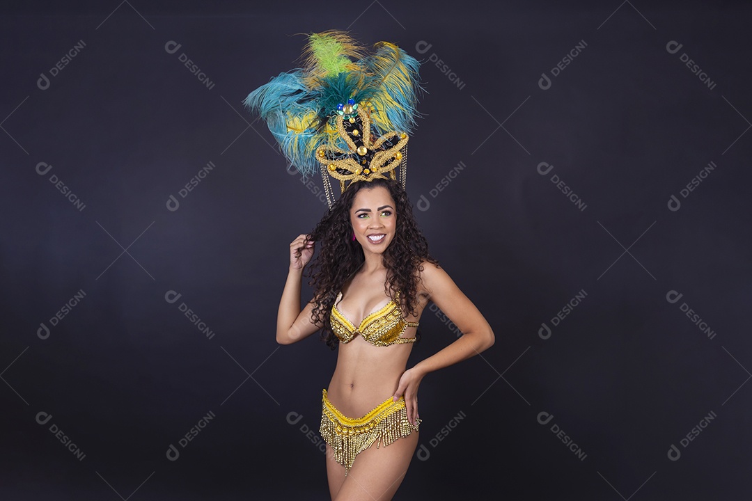 Linda passista fantasiada para o carnaval.