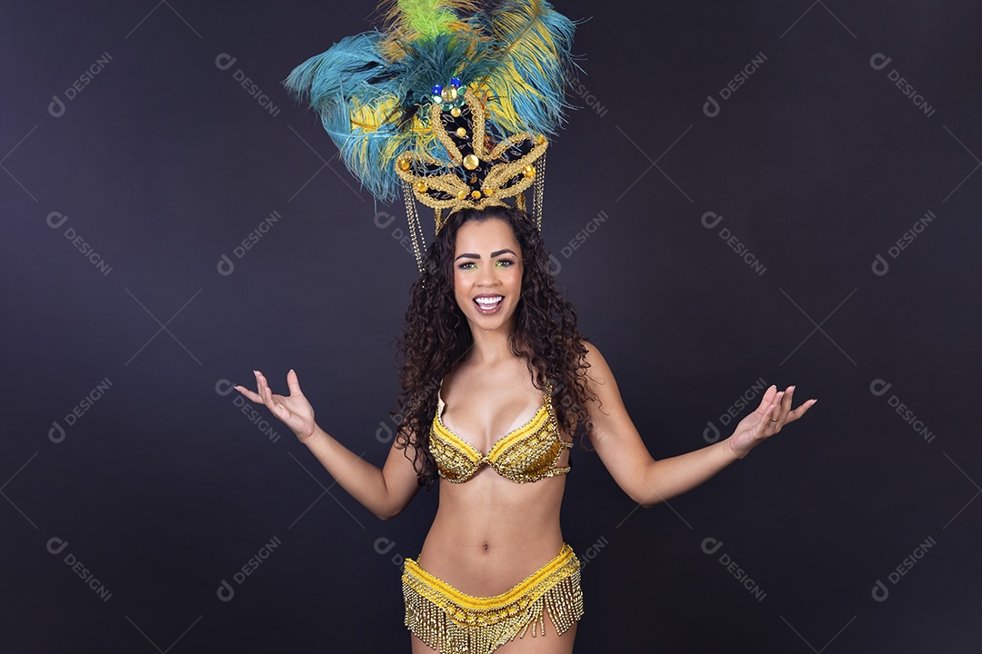 Linda passista fantasiada para o carnaval.