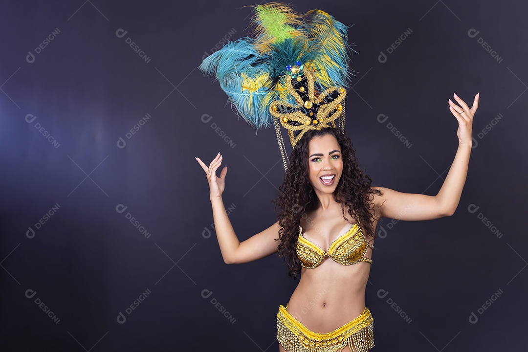 Linda passista fantasiada para o carnaval.