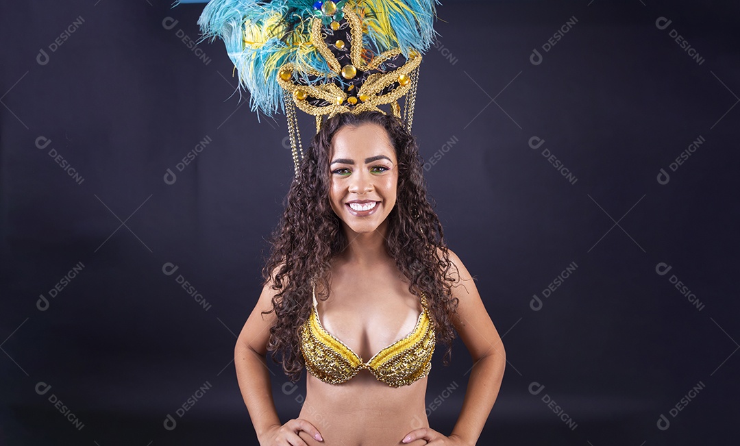 Linda passista fantasiada para o carnaval.