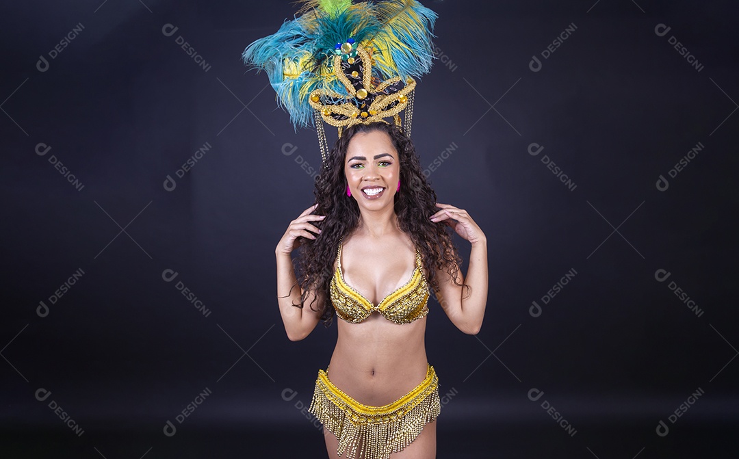 Linda passista fantasiada para o carnaval.
