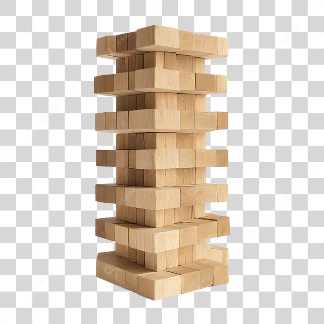Torre com Blocos de Madeira PNG Transparente