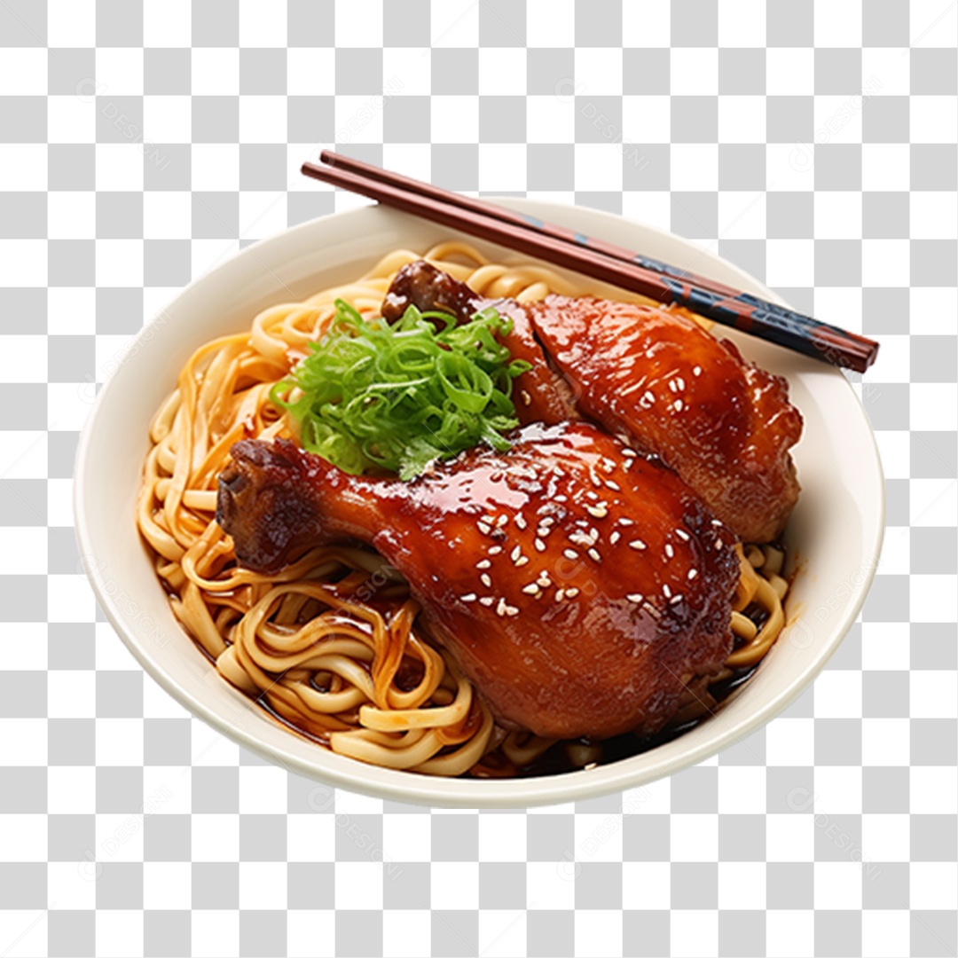 Frango em Tigela com Macarrão PNG Transparente