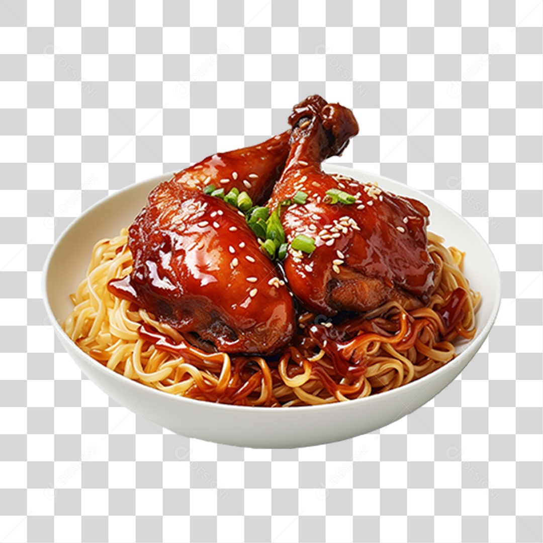 Frango em Tigela com Macarrão PNG Transparente