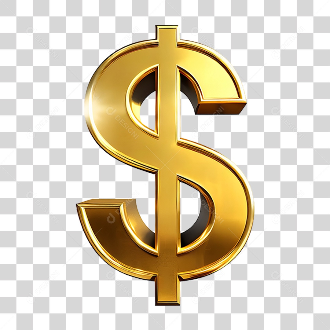 Cifrão Dourado PNG Transparente