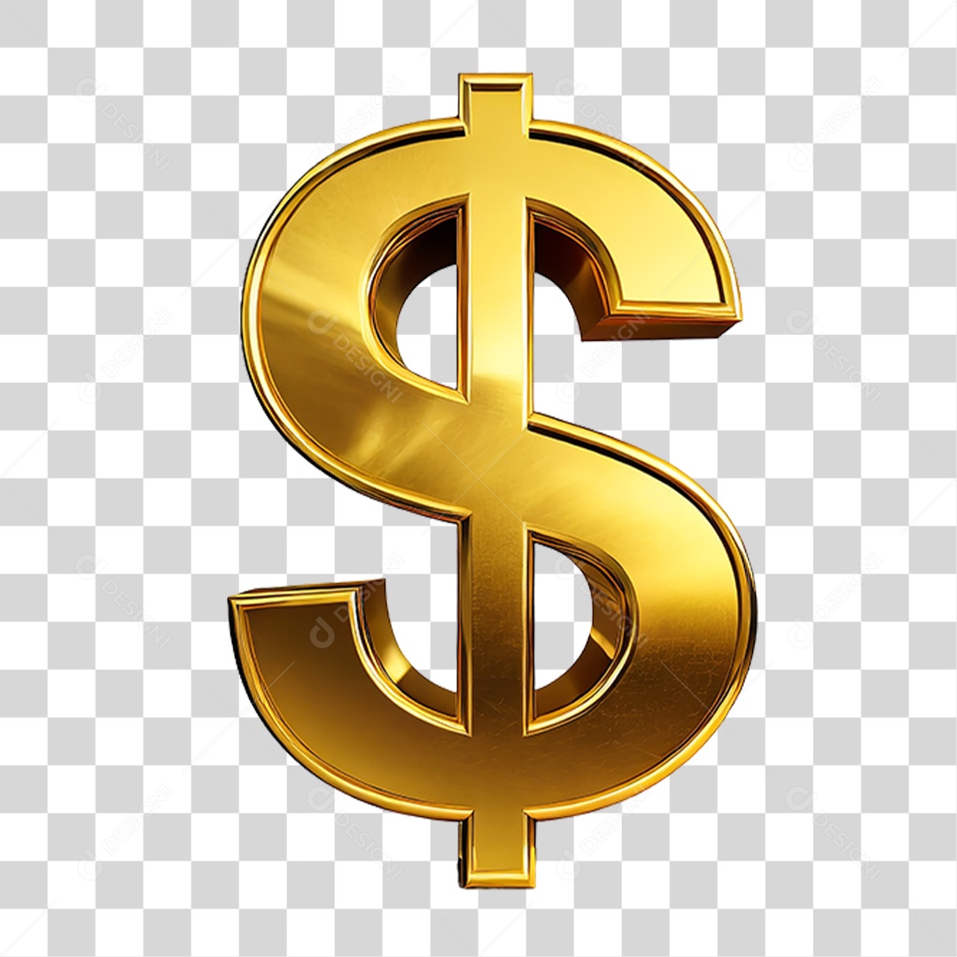 Cifrão Dourado PNG Transparente