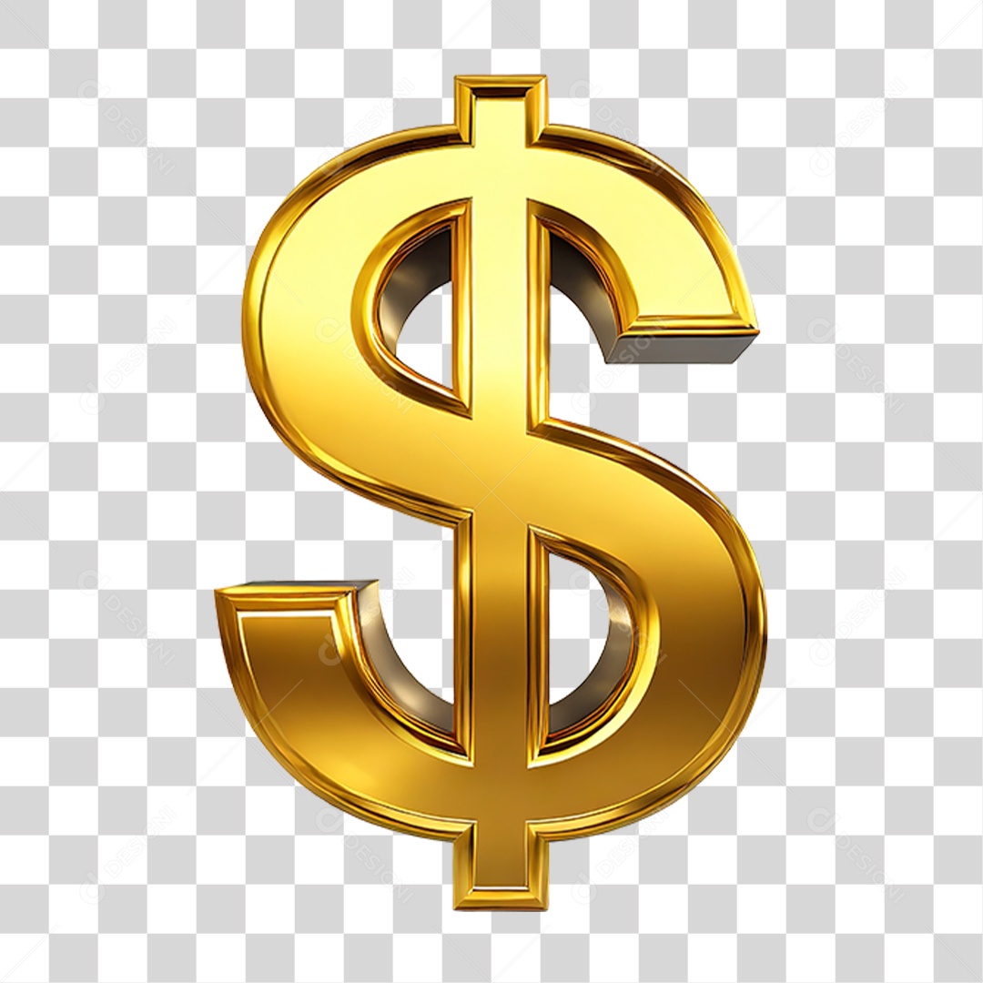 Cifrão Dourado PNG Transparente