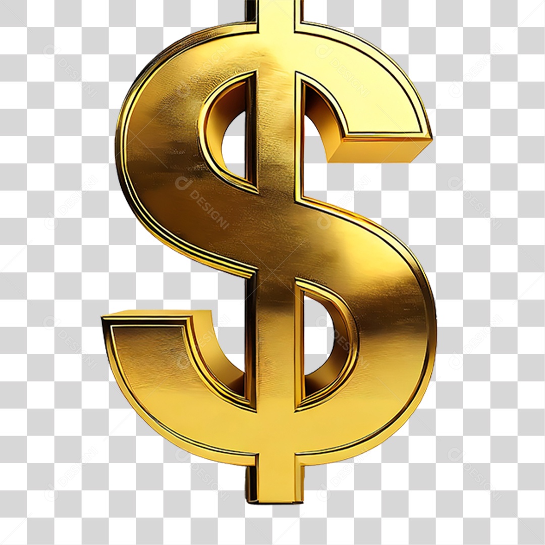 Cifrão Dourado PNG Transparente